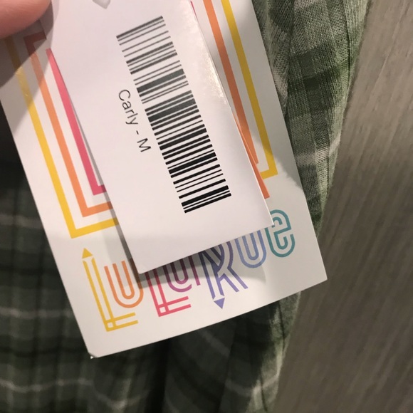 NWT Lularoe Carly Medium Green & White Stripe - Picture 4 of 5